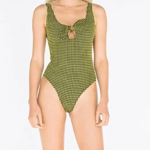 Zara yellow and black gingham bathing suit size small - Picture 1 of 12